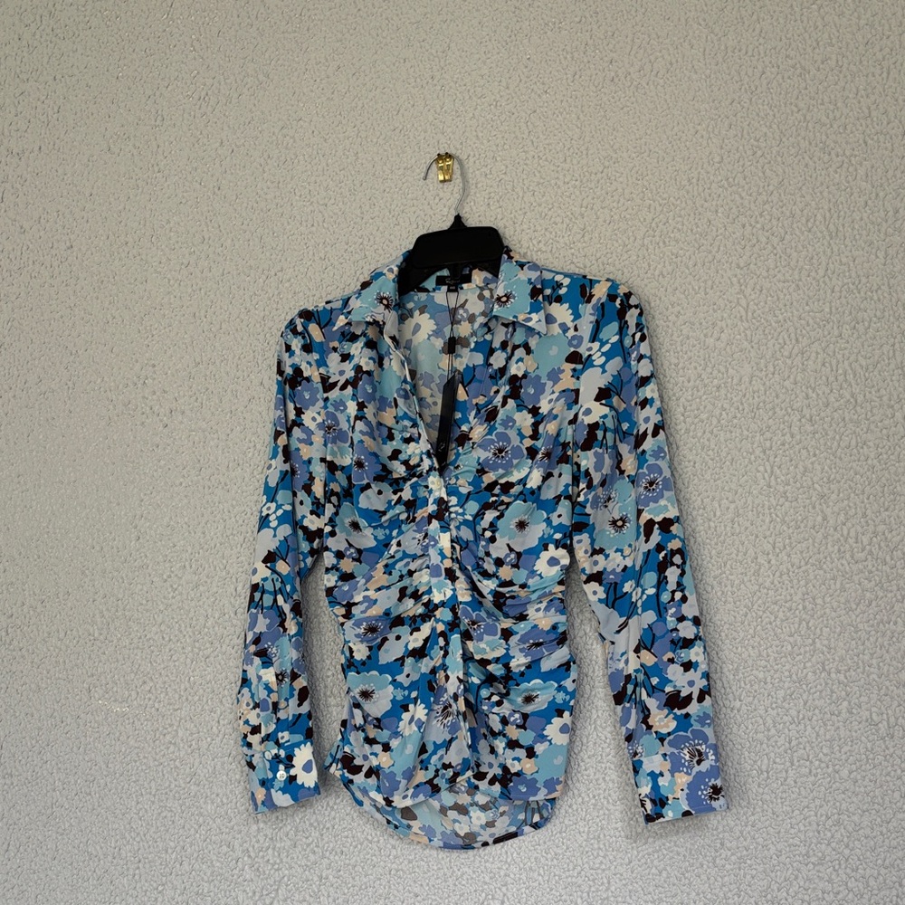 RAILS LISA ZINNIA TOP Floral Ruched Long Sleeve Blouse /Shirt. Fits so well on. - Picture 6 of 12